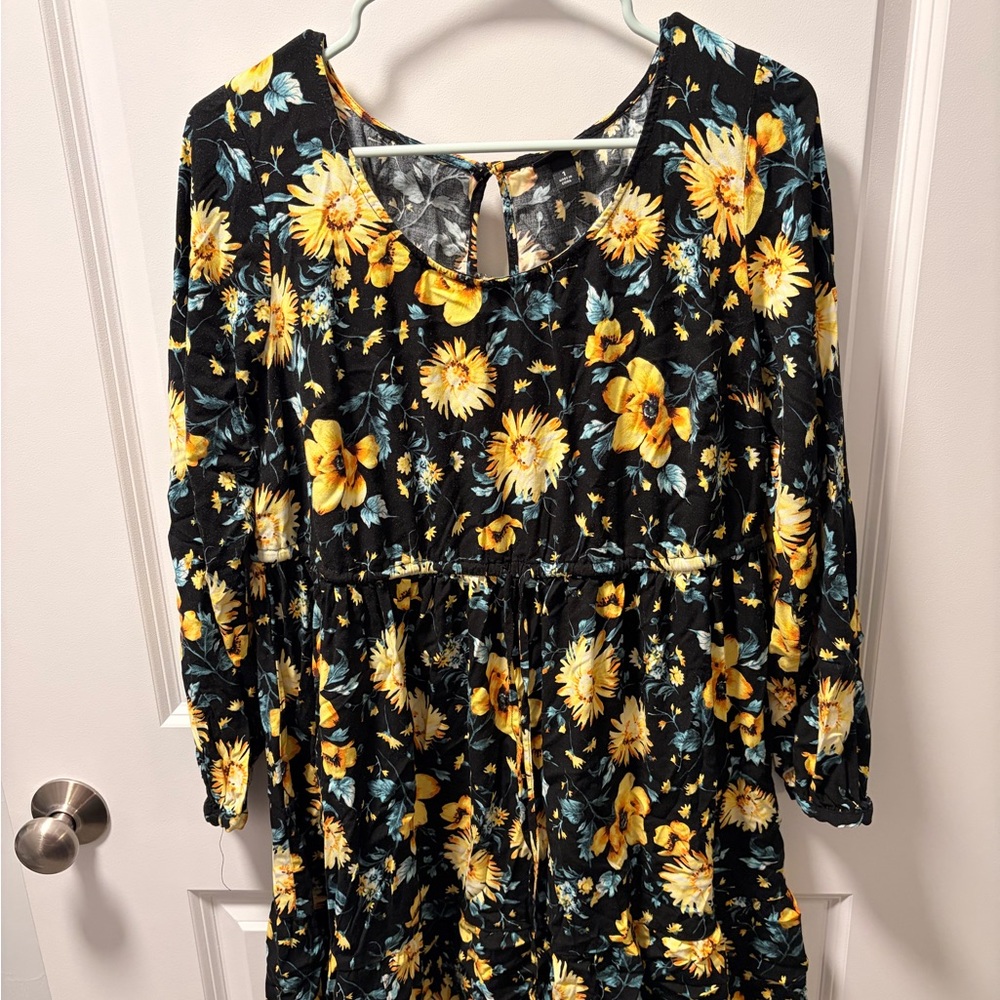 Floral Black and Yellow Women’s Dress